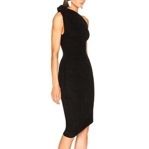Brandom Maxwell knit one-shoulder black dress Size S